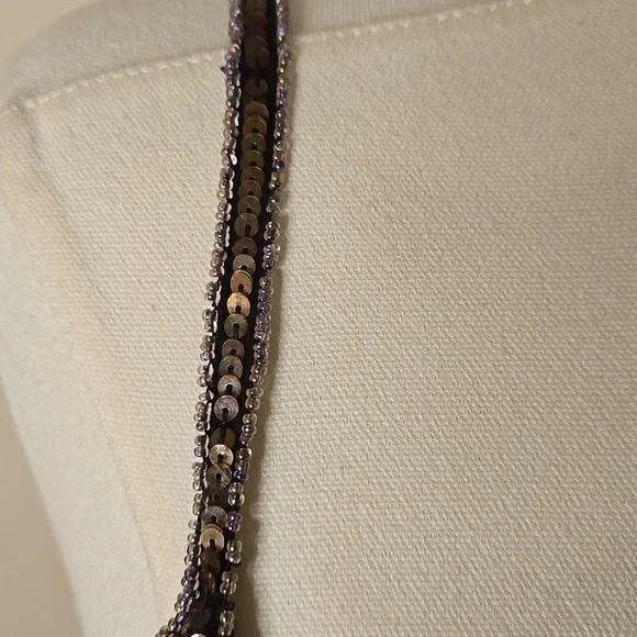 Vintage Papell Boutique Beaded Silk Slip Dress Brown 1920s Gatsby Evening Size 8 - Picture 5 of 10